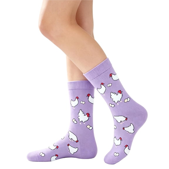 Fall Winter Socks for Women Men Cute Animal Patterns Ankle Heap Stocking for Cozy Everyday Wear Purple,35-44