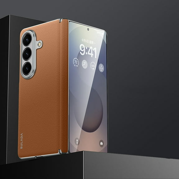 Allytechgroup Galaxy Z Fold 7 Case, Premium PU Leather Wireless Charging Support Slim Fit Lightweight Anti-Scratch Protective Phone Case Cover for Samsung Galaxy Z Fold 7, Brown