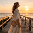 thumbnail image 6 of Rwvbm Round Crochet Paper Rope Crossbody Bag, Handwoven Straw Shoulder Purse with Tassel for Beach, Casual Bohemian Style Woven Handbag, 6 of 6