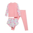 thumbnail image 5 of TiaoBug 3pcs Kids Girls Rash Guard Swimsuit Set Long Sleeve Shirt Legging And Shorts Beach Surfing Bathing Suit Pink 5-6, 5 of 7