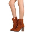 thumbnail image 6 of Alrisco Grape-2 Women Faux Suede Almond Toe Textured Tassel Chunky Heel Bootie, 6 of 6