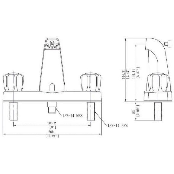 3310ABN Mobile Home Two Handle Non-Metallic 8" Tub Shower Diverter Brushed Nickel Finish