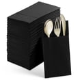 thumbnail image 1 of 50PCS Disposable Dinner Napkins with Built-in Flatware Pocket,Prefolded Cloth Like Paper Napkins for Wedding Party, 1 of 5