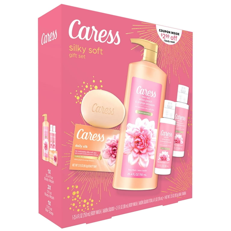 Caress Daily Silk Female Gift Pack: 25.4oz Body Wash, Bar Soap