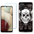thumbnail image 1 of Slim-Fit TPU Phone Case Compatible with Samsung Galaxy A02s, with Tempered Glass Screen Protector, by OneToughShield ® - Grunge Skull, 1 of 3