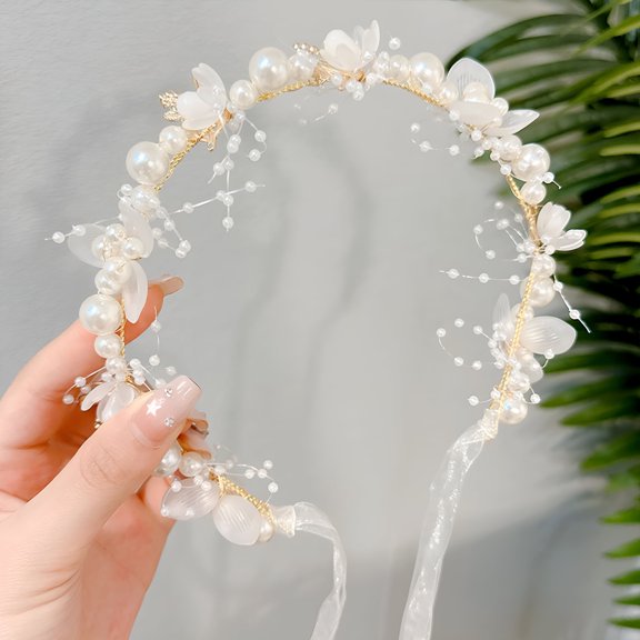 TUWAFE Flower Girl Hair Accessory Princess Headpiece White Wedding Accessories Kids