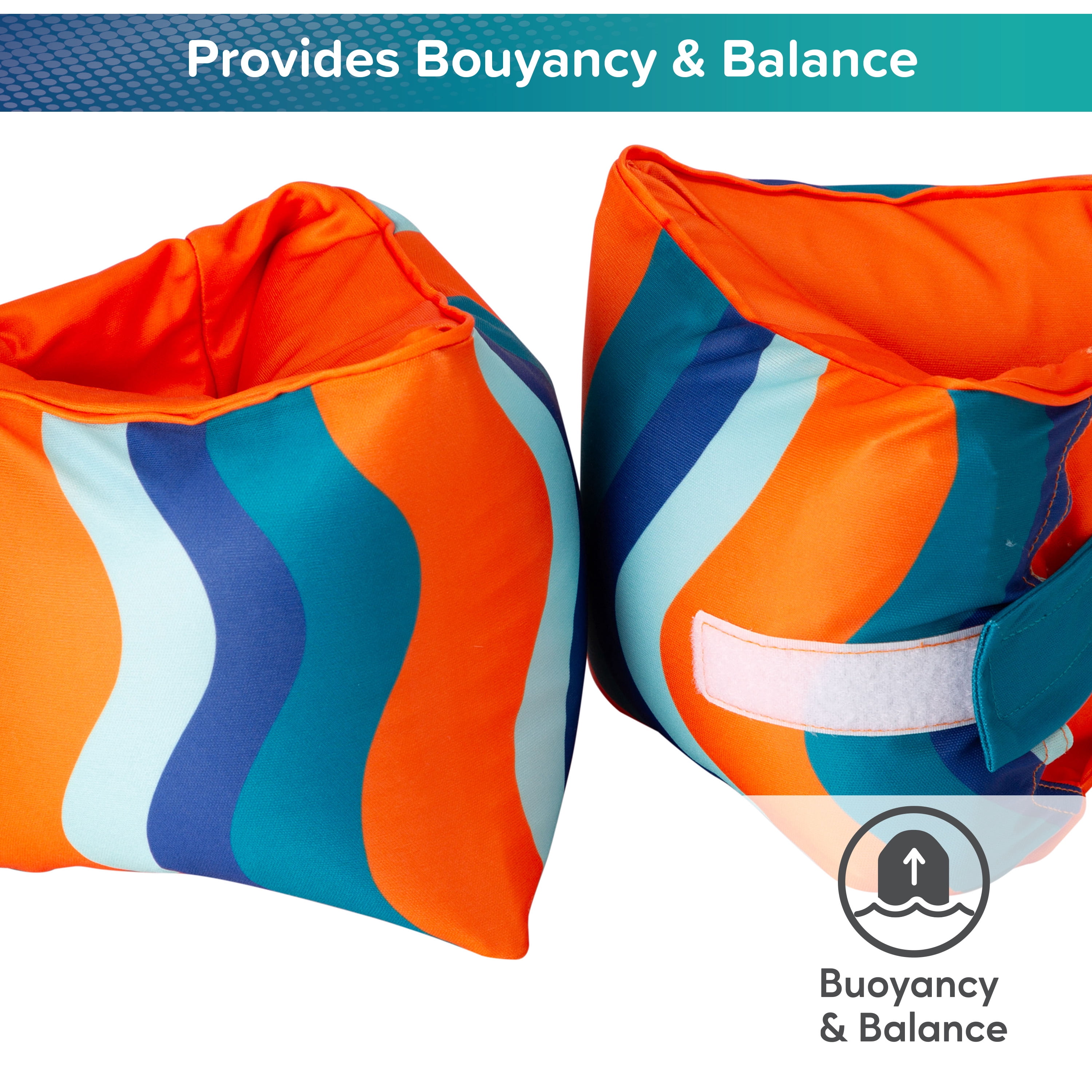 (2 pack) Aqua SwimSchool Adjustable Fabric Arm Pool Floats for Children 50-80 lb, Blue
