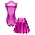 thumbnail image 2 of vastwit Women Rave Outfit Sets 2 Pcs Holographic Bodysuits with Mini Skater Skirt Hot Pink L, 2 of 5