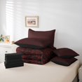 thumbnail image 6 of Feelyou Women Dream Catcher Comforter Set 7pcs, Black Red Damask Floral Queen Bedding Sets, 6 of 8