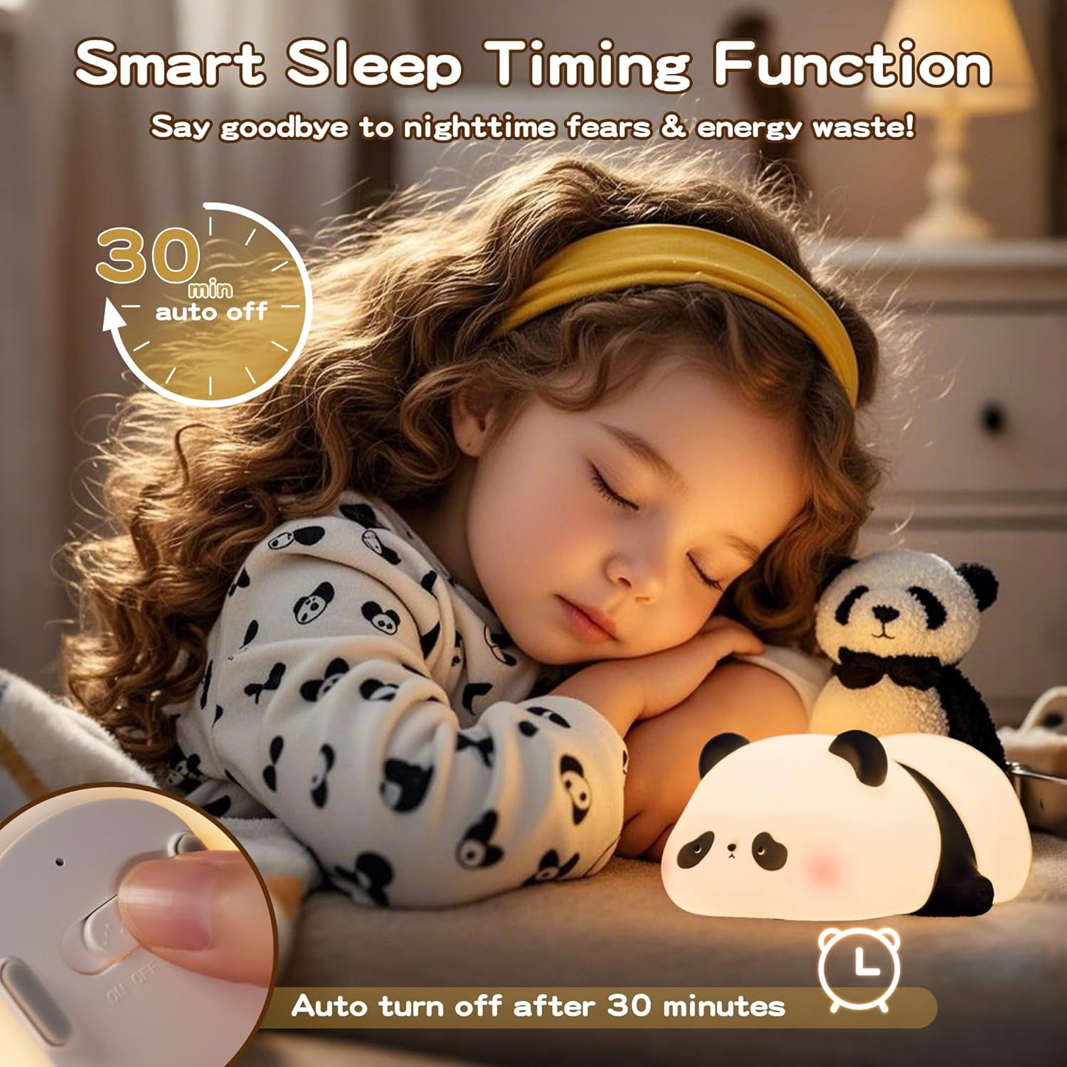 Cute Panda Lamp, LED Panda Night Light for Kids Sleep, Food Grade Silicone Novelty Animal Night Lamps, Dimmable Nursery Squishy Nightlight, Cute Gifts, Office Desk/Baby Boys/Girls Room Decor
