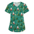 thumbnail image 2 of HaHaHappy Christmas Scrubs for Women Plus Size V Neck Casual Christmas Santa Print Scrub Shirts Dressy Short Sleeve Funny Scrub Tops Nurse Workwear Nursing Medical Uniform with Pocket Turquoise 3XL, 2 of 4