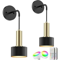 Antoten Battery Operated Wall Sconces Set of 2, 13 RGB Colors, Dimmable, Remote Control.