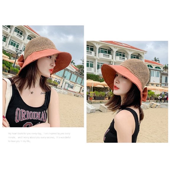 Wide Brim Straw Sun Hat, Foldable Beach Hat for Summer Travel, TIKA