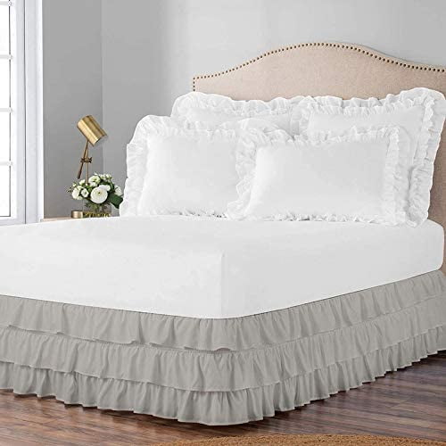 3 Layer Ruffled Bedskirt, Essy Care 100 Microfiber Fabric, 3 Layer