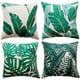 thumbnail image 1 of Juego de 4 fundas de almohada decorativas de lino y algodón con diseño de hojas tropicales, 45 x 45 cm, para el hogar y el dormitorio., 1 of 5