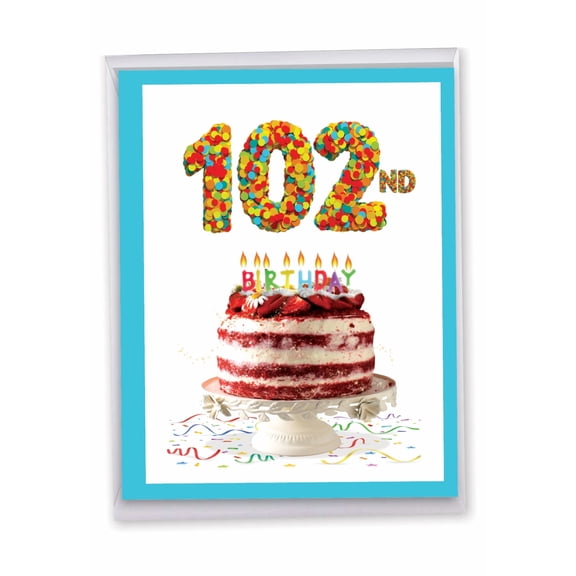 NobleWorks Jumbo 102th Milestone Birthday Paper Card 8.5 x 11 Inch with Envelope (1 Pack) Large Jumbo Big Day 102 J2765MBG