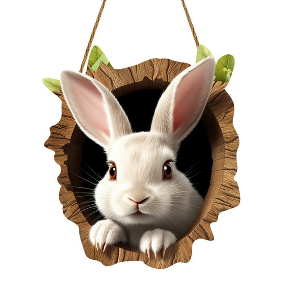Easter Bunny Rabbit Hole Door Sign Rustic Wooden Easter Decor For Festive Home & Party Entrance 8 Shelf Decorations for Home