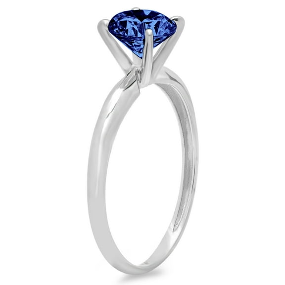 1 ct Round Cut Simulated Tanzanite Solitaire Engagement Ring for Women in 18K White Gold