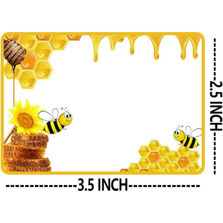 Bee Name Tags Stickers 3.5x2.5inches Flowers Bee Honeycomb Blank Adhesive Tag Labels 200pcs - Walmart.com for Bee Name Tags Free Printable