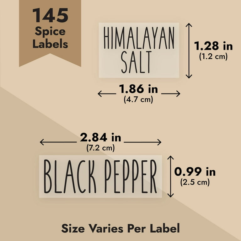 Thin All Caps Spice Labels, 145 Black Labels – Talented Kitchen