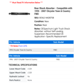 thumbnail image 2 of Rear Shock Absorber - Compatible with 1995 - 2007 Chrysler Town & Country FWD 1996 1997 1998 1999 2000 2001 2002 2003 2004 2005 2006, 2 of 2