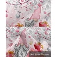 thumbnail image 6 of Valentine Gnomes Linen Curtain Valance for Bedroom/Bathroom/Kitchen/Office/Living/Dining Room Windows, Pink Flower Silver Eucalyptus Leaves Rod Pocket Topper Decorative Cafe Drapes Panel 54"x18", 6 of 6