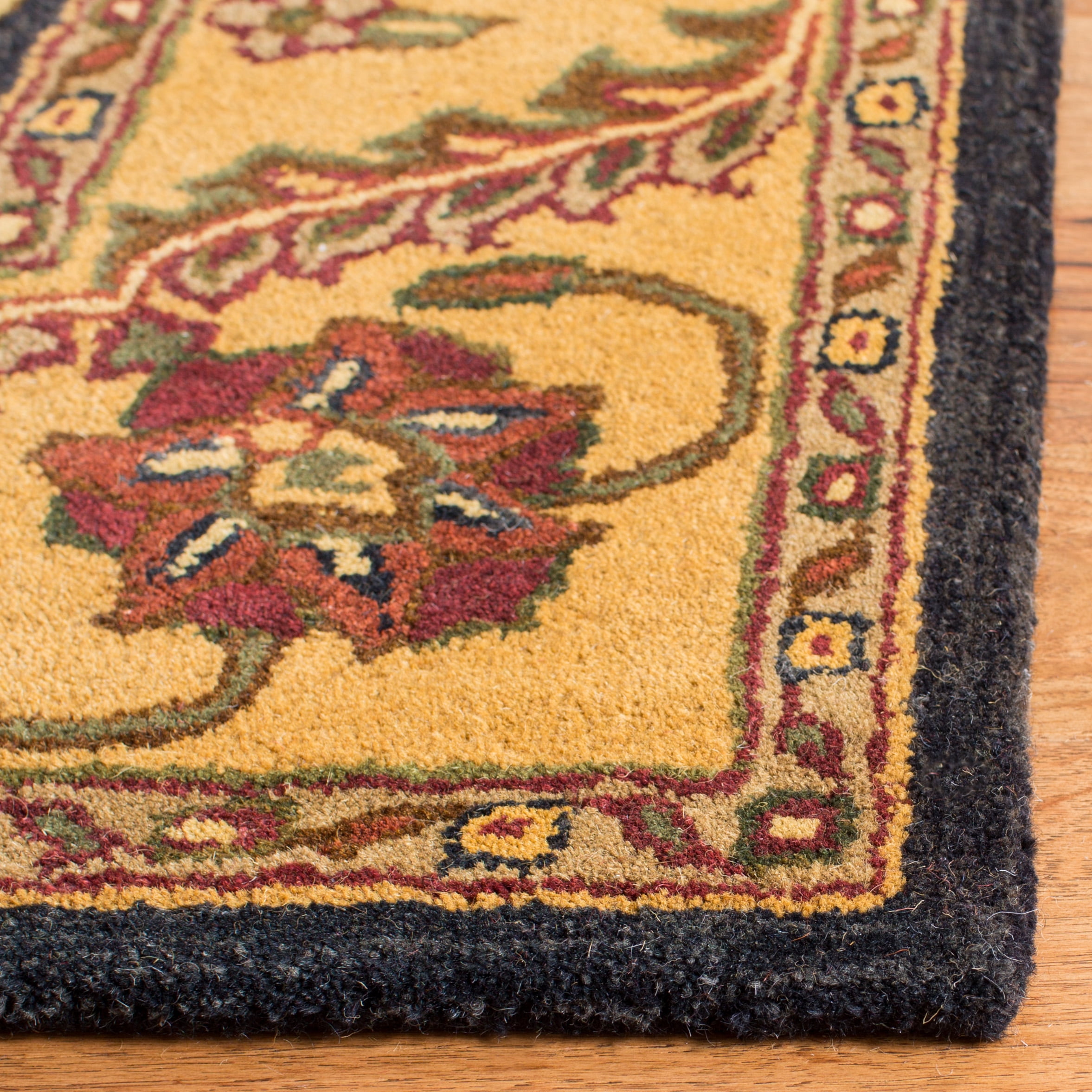 Safavieh Golden Jaipur Dreda Bordered Wool Area Rug, Black/Gold, 8'3" x 11'