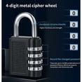 thumbnail image 4 of 4-Digit Combination Padlock 4 Pack Heavy Duty Combination Code Lock for Families Schools Businesses Luggage Lockers and Tool Box,Black, 4 of 5