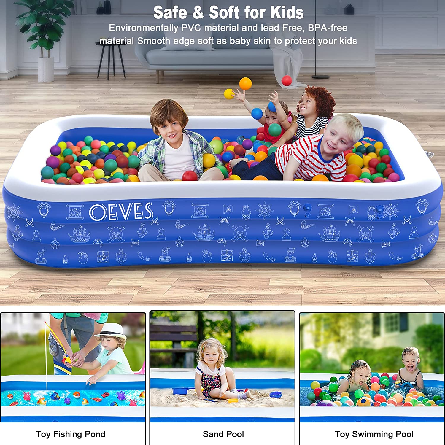 受賞店舗】 BESTOYARD 94 X 55 22 Inflatable Swimming Pool for Kids and Adults  Kiddie