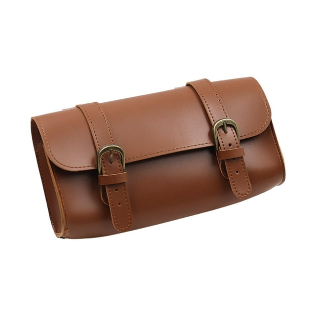 DYNWAVECA Front Bag Bike Handlebar Bag Multipurpose Waterproof Retro Saddle Bag Storage Pouch for Electric s Motorcycles Brown