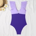 thumbnail image 6 of Women's One Piece Bikini Swimsuit Fashion Color Block with Removable Bra Pads No Underwire for Beach Swimming Vacation,Purple,L, 6 of 7