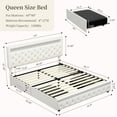 thumbnail image 4 of SIBEDS Soft Velvet Cream LED Bed Frame with Adjustable Headboard and 2 Drawers Pockets, Queen, 4 of 8