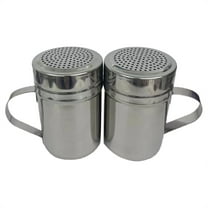 2 Pcs Stainless Steel Versatile Dredge Shaker, Powder Sugar Shaker Duster, Stainless Steel Powder Sugar Shaker with Handle, Sifter for Cinnamon Sugar Pepper Powder Cocoa Flour, 3.54 Inch, Silver F