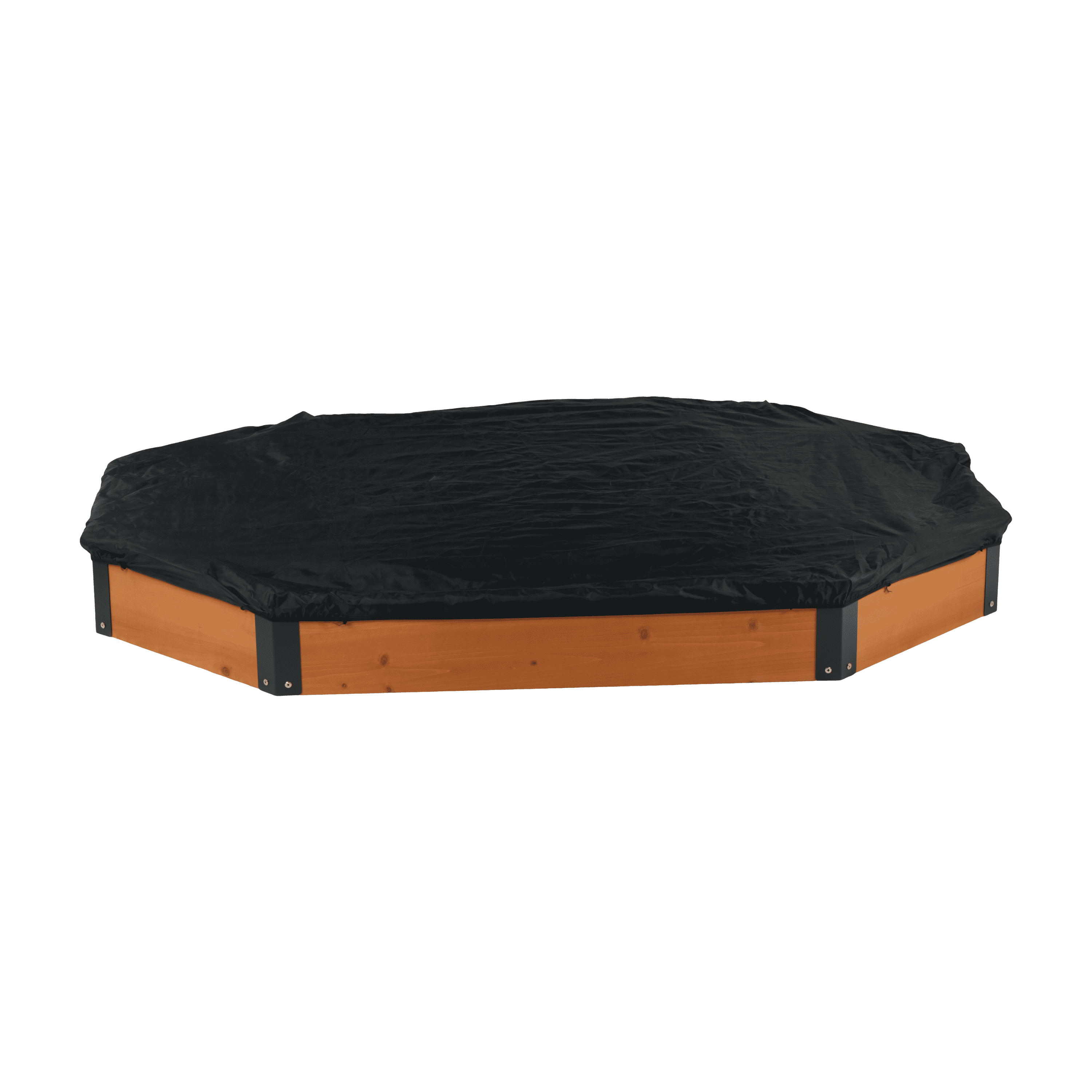Kids Sandbox, Octagon Solid Wood Sand Pit with Cover Liner Storage for Backyard Patio Outdoor Children Play Area, Reddish Brown