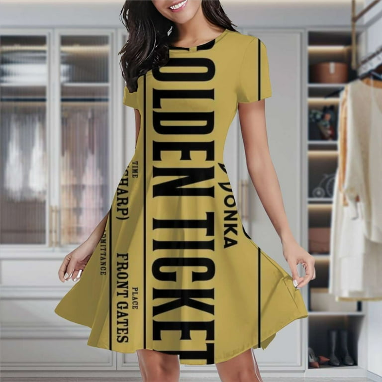 Golden Ticket Women's Classic Swing Skater Dress Casual Work Party Cocktail  Dresses - Walmart.com