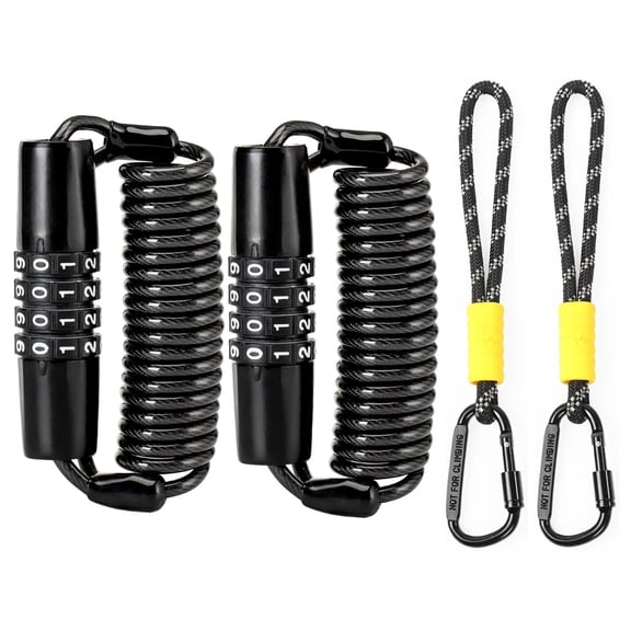 2-Pack Helmet Lock , 4-Dial Combo Coiled Cable w,Carabiner for Bikes, Luggage & Scooters
