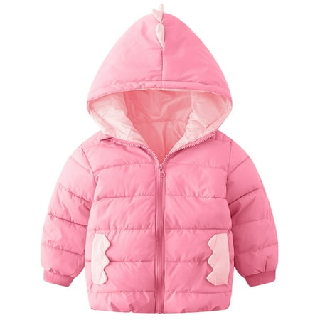 

nsendm Toddler Boys Girls Winter Coat Cartoon Dinosaur Hooded Jacket Thicken Windproof Boys Lightweight Jacket Size 8 Outerwear Hot Pink 2-3 Years