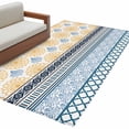 thumbnail image 2 of 3'x5' Area Rugs, Yellow Teal Boho Indoor Outdoor Area Rug for Living Room Bedroom, Vintage Geometric Stripes Abstract Art Washable Bathroom Rugs Kitchen Floor Carpet Mats Home Decor Aesthetic, 2 of 8