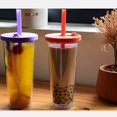 thumbnail image 4 of Boba Cup With Straw Smoothie Drinks Gradient Multicolor 23.5oz Double Layer With Cleaning Brush, 4 of 8