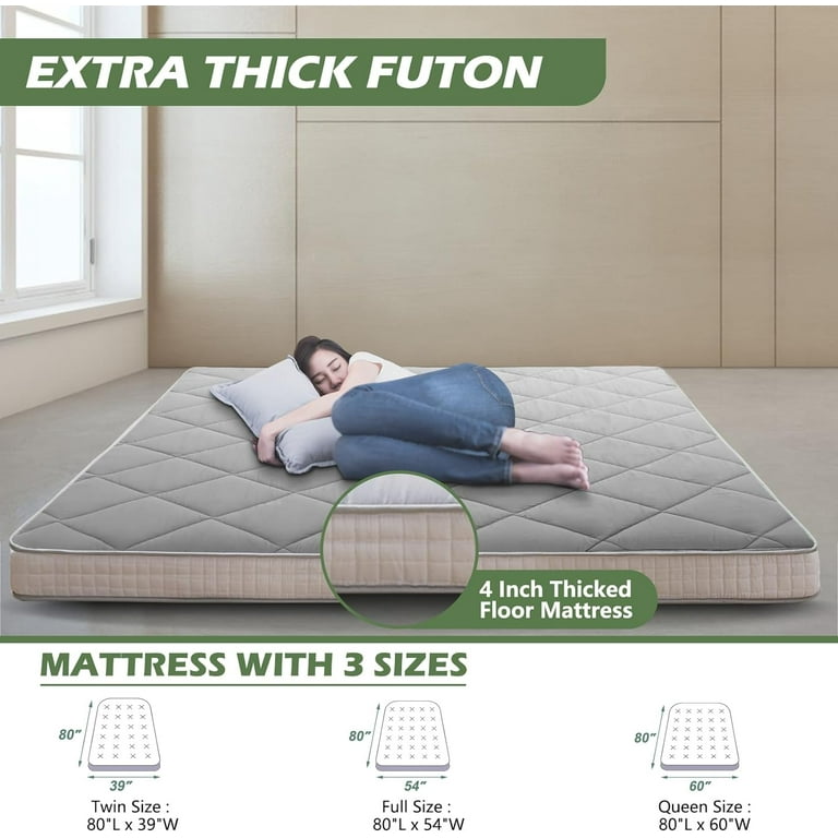 MAXYOYO Portable Foldable Futon Mattress, Hypoallergenic Fabric And High-Density Foam Mattress Pad With Handle And Zipper For Outdoor Indoor Camping
