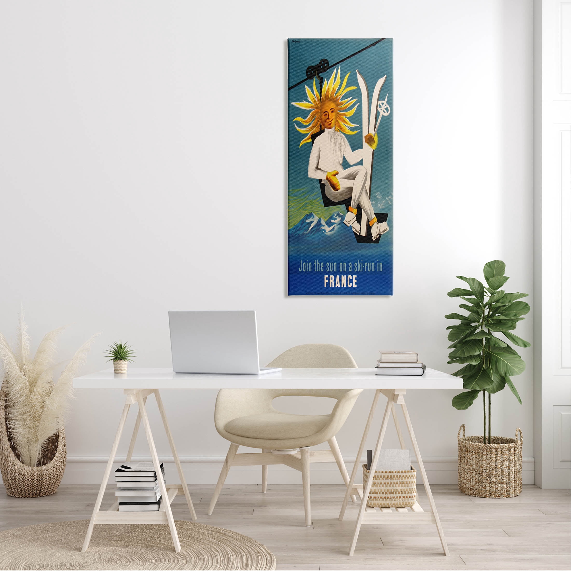 Stupell Industries Sun Skiing In France Phrase Graphic Art Gallery Wrapped Canvas Print Wall Art, Design by Marcus Jules