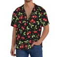 thumbnail image 1 of Kdxio Polo pour Homme à Imprimé de Cerises Rouges Sucrées, Chemise Boutonnée à Manches Courtes, Décontractée d'Été pour la Plage, Style Vintage, pour Hommes-Petit, 1 of 5