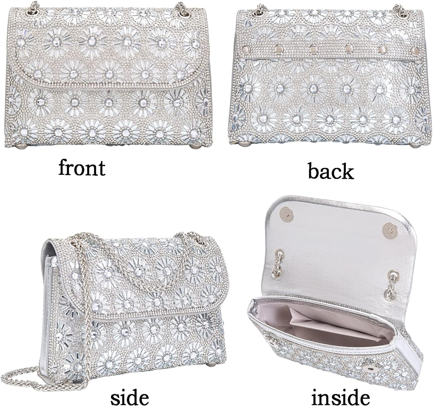 Shoulder Bags Crossbody Bag Purses Handbags Crystals Rhinestone Evening Bag for Women Clutch Purse with Chain