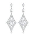 thumbnail image 2 of Rosec Jewels Lab Grown Diamond Dangle Earrings - Art Deco Earrings for Women - EF-VS Quality, 925 Sterling Silver, 2 of 6