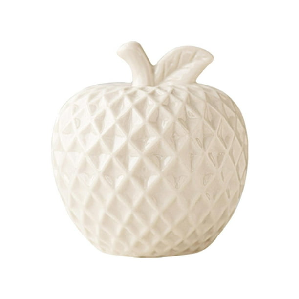 Estatua de cerámica de manzana, figura decorativa coleccionable minimalista, adorno de escritorio Blanco