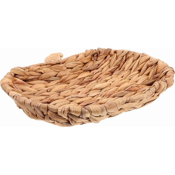Vintage Christmas Woven Straw Tray for Tabletop Decor and Serving