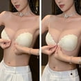 thumbnail image 4 of Un par de pegatinas de encaje en el pecho de concha en tono de piel, vestido de novia femenino, pegatinas de sujetador de silicona con correa trasera invisible, 4 of 5