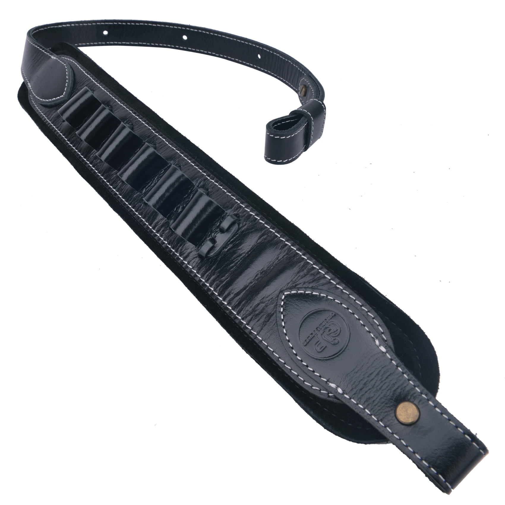 Top Grain Leather Ammo Holder Shotgun Sling for 12 Gauge Adjustable Hunting Shotshell Gun Shoulder Strap