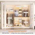 thumbnail image 3 of Homieasy 8FT Closet Organizer System with Wood Drawers, Armoire Wardrobe Closet with Hanging Rods & 3 Shelf Towers, Natural, 3 of 7