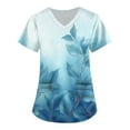 thumbnail image 2 of Nurse Scrubs for Women,Floral Print Scrub Tops - Side Pocket Design for Nurses & Healthcare Workers - Blue - XXXXL, 2 of 5